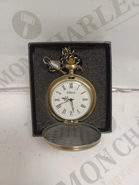 MENS EDISON POCKET WATCH WITH CHAIN – BRAND NEW IN BOX