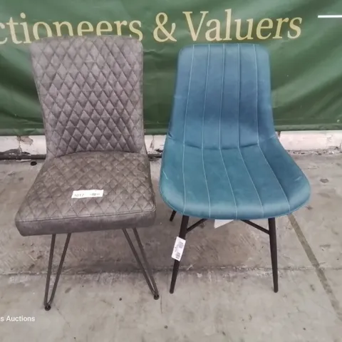 TWO DESIGNER UPHOLSTERED DINING CHAIRS