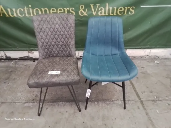 TWO DESIGNER UPHOLSTERED DINING CHAIRS