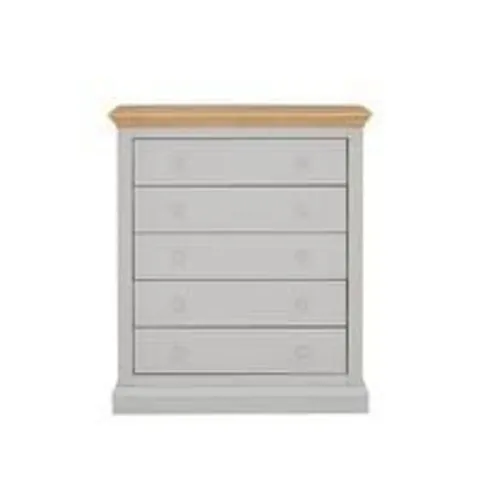 BOXED HANNA GREY/OAK EFFECT 5-DRAWER CHEST (1 BOX)