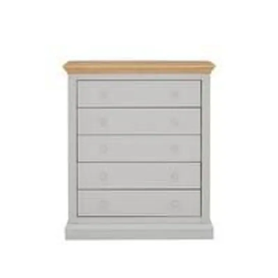 BOXED HANNA GREY/OAK EFFECT 5-DRAWER CHEST (1 BOX)