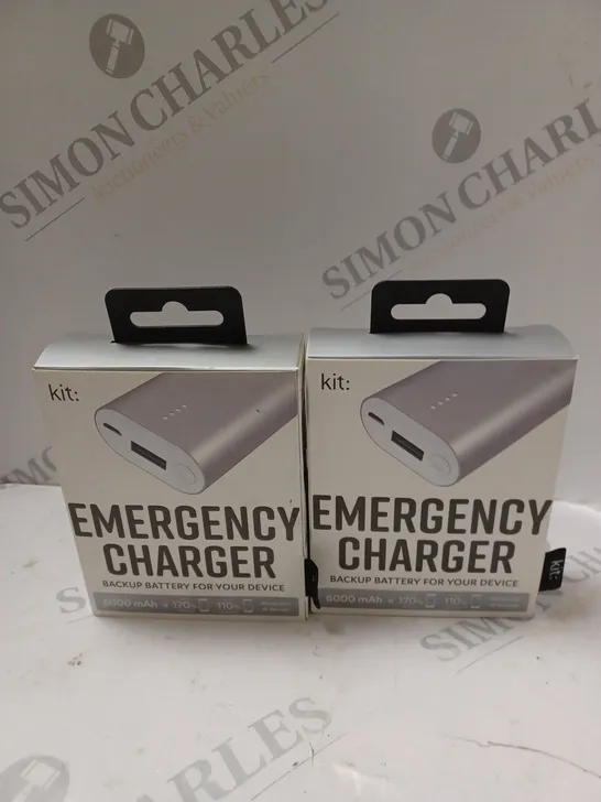 2 X BOXED KIT: EMERGENCY BACK-UP 6000MAH PORTABLE POWER BANKS