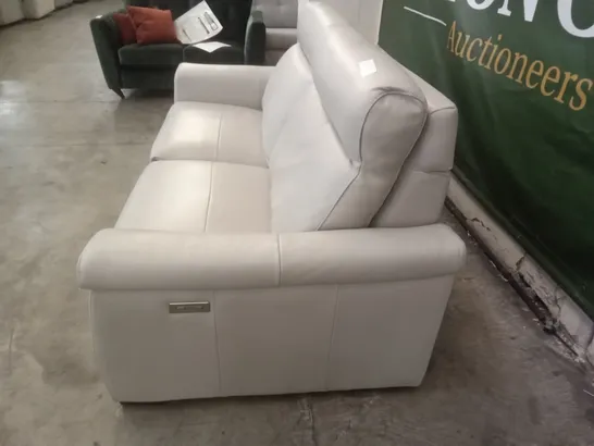 QUALITY ITALIAN DESIGNER ADRIANO ELECTRIC RECLINER 3 SEATER SOFA - CREAM LEATHER 