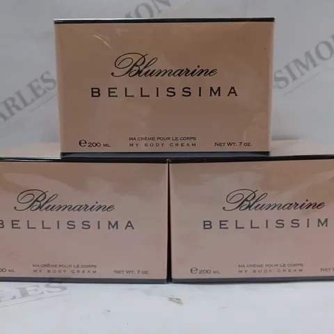 LOT OF 3 X 200ML BLUMARINE BELLISSIMA BODY CREAM