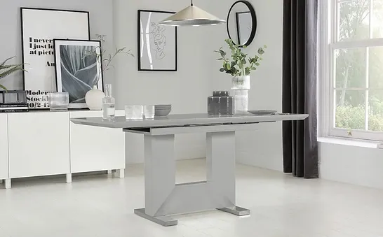 BOXED DESIGNER FLORENCE HIGH GLOSS GREY EXTENDING DINING TABLE 120-160cm (2 BOXES)