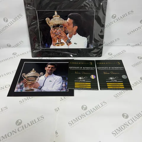 LOT OF TWO SIGNED NOVAK DJOKOVIC VICTORY PRINTS 