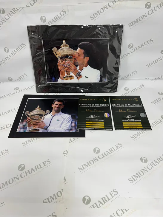 LOT OF TWO SIGNED NOVAK DJOKOVIC VICTORY PRINTS 