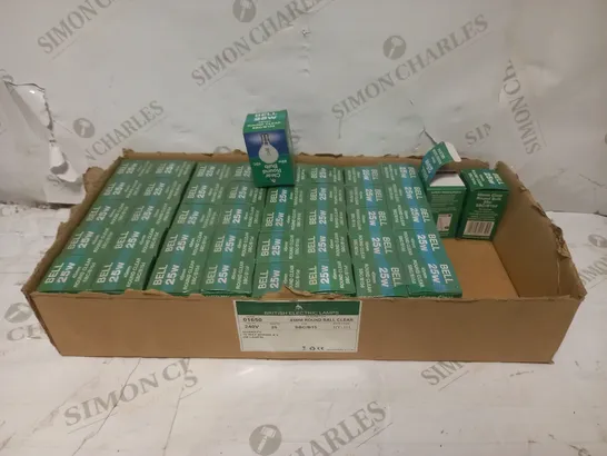 LOT TO CONTAIN APPROXIMATELY 43 BELL 25W 45MM ROUND CLEAR SBC/B15D LIGHT BULBS