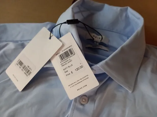 REISS LS VOYAGER TRAVEL SHIRT IN SOFT BLUE - L