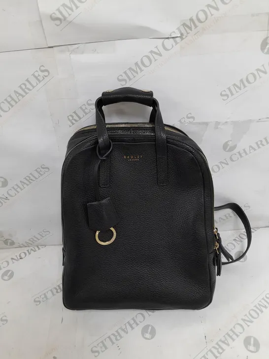 BRADLEY LONDON LEATHER DOUBLE ZIP BLACK BACKPACK 