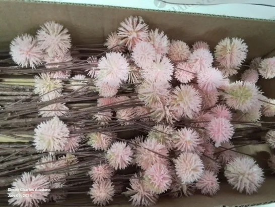 PALLET CONTAINING APPROXIMATELY 60 BOXES OF FAUX PINK POM POM STEMS