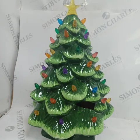 BOXED MR CHRISTMAS GREEN CHRISTMAS CERAMIC LIGHT UP TREE