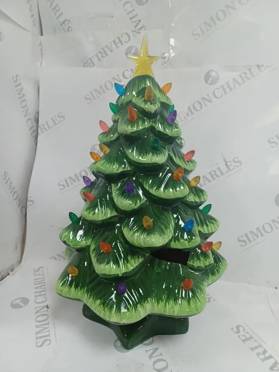 BOXED MR CHRISTMAS GREEN CHRISTMAS CERAMIC LIGHT UP TREE