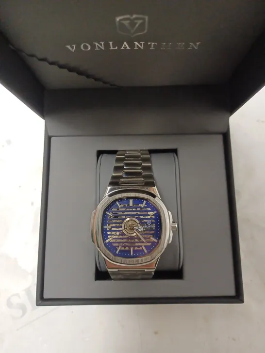 MENS VONLANTHEN AUTOMATIC WATCH SKELETON DIAL WITH STAINLESS STEEL STRAP