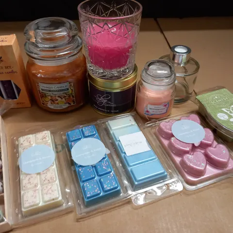 LOT OF 12 ASSORTED FRAGRANCED CANDLES AND WAX MELTS