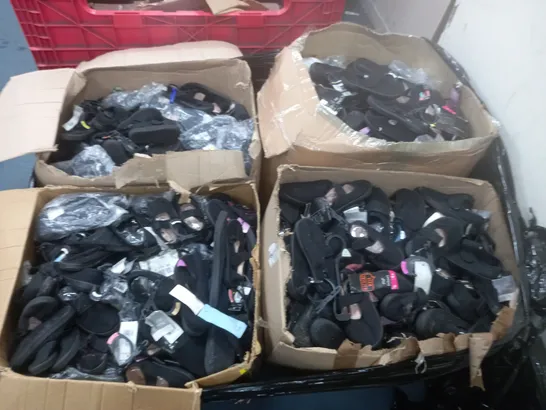 PALLET CONTAINING APPROXIMATELY 300 ASSORTED PAIRS OF BLACK SCHOOL PUMPS IN VARIOUS SIZES