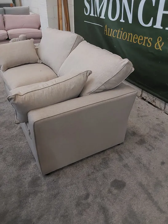 THE AMESBURY 2 SEATER SOFA UPHOLSTERED IN OAT FABRIC 