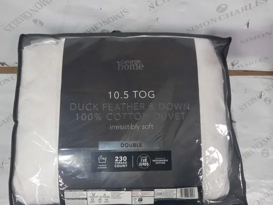 GEORGE HOME 10.5 TOG DUCK FEATHER & DOWN 100% COTTON DUVET - DOUBLE