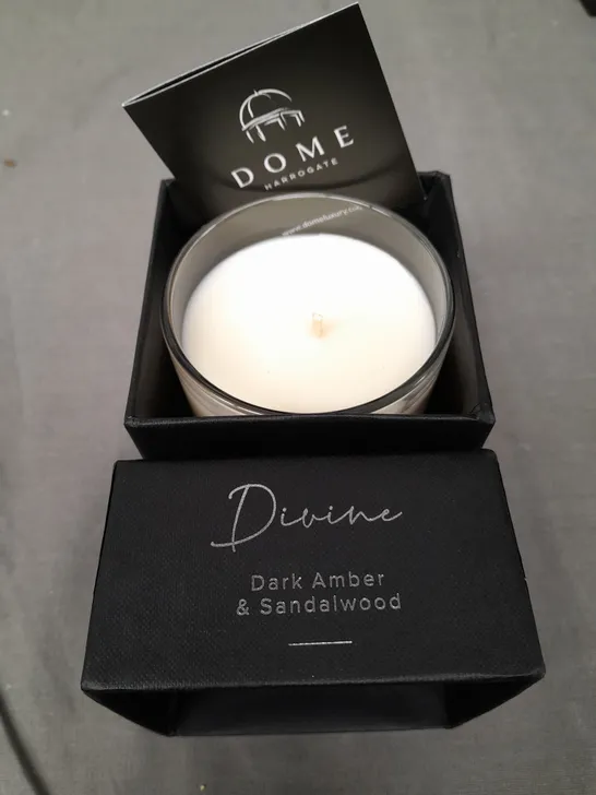 BOXED DOME HARROGATE DARK AMBER AND SANDALWOOD SCENTED CANDLES