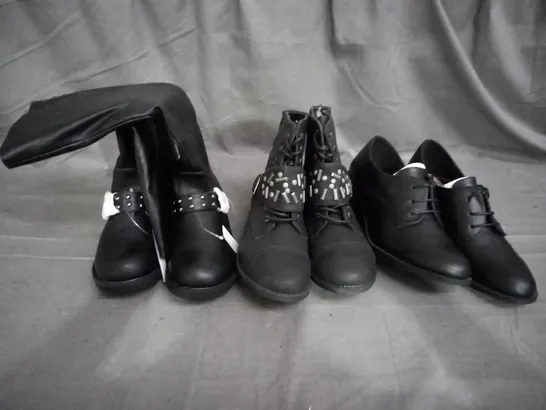 APPROXIMATELY 5 PAIRS OF ASSORTED SHOES IN VARIOUS STYLES AND SIZES