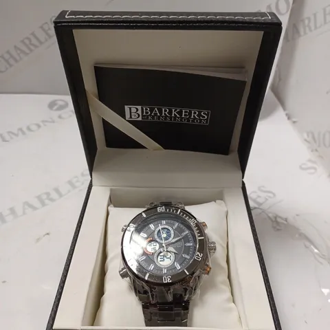 BOXED BARKERS OF KENSINGTON PREMIER SPORT BLACK DIAL WATCH 