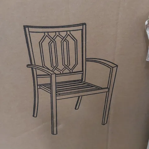 BOXED SET OF 2 BLACK METAL GARDEN CHAIRS WITH CUSHIONS