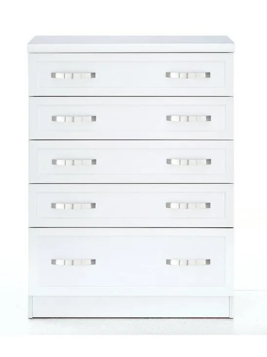 BOXED GRADE 1 CAMBERLEY WHITE 5-DRAWER GRADUATED CHEST (1 BOX)