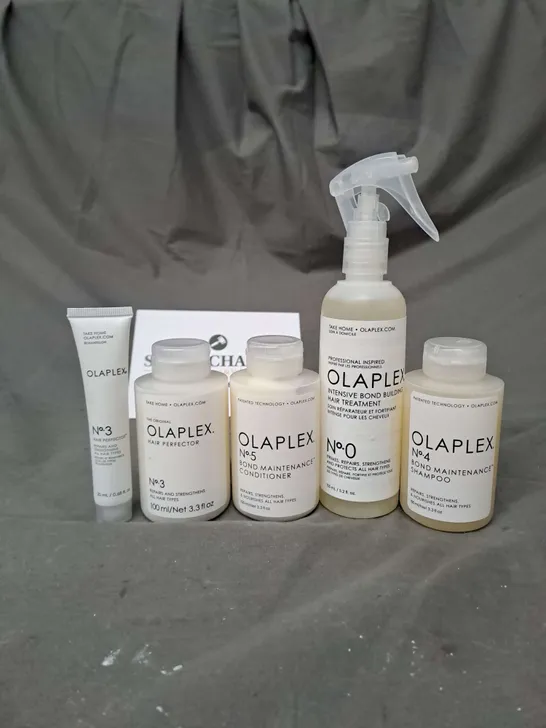 LOT OF 5 OLAPLEX HAIR PRODUCTS TO INCLUDE HAIR PERFECTOR AND BOND MAINTENANCE SHAMPOO