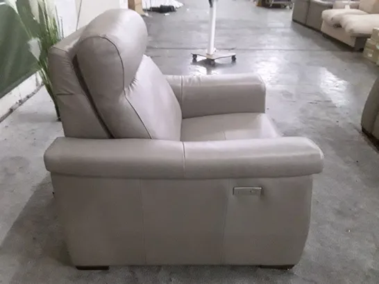 QUALITY ITALIAN DESIGNER ADRIANO ELECTRIC RECLINER CHAIR - TAUPE LEATHER