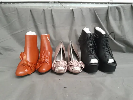 APPROXIMATELY 10 PAIRS OF ASSORTED WOMEN SHOES IN VARIOUS STYLES AND SIZES 