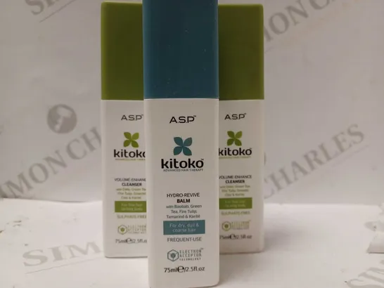 LOT OF APPROX 24 X 75ML A.S.P KITOKO PRODUCTS TO INCLUDE VOLUME-ENHANCER CLEANSER & HYDRO-REVIVE BALM 