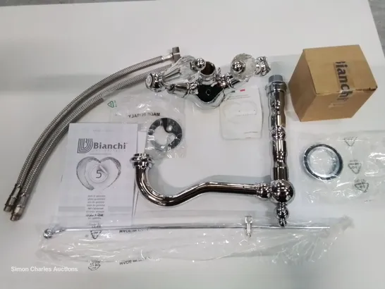 BOXED BIANCHI DIAMOND CHROME SINGLE HOLE WASH BASIN MIXER WITH SWIVEL SPOUT AND AUTO POP UP WASTE