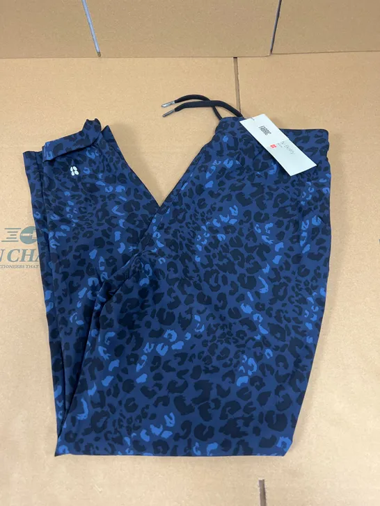 SWEATY BETTY EXPLORER 27” TROUSER BLUE LEOPARD SHADOW PRINT SIZE XS 