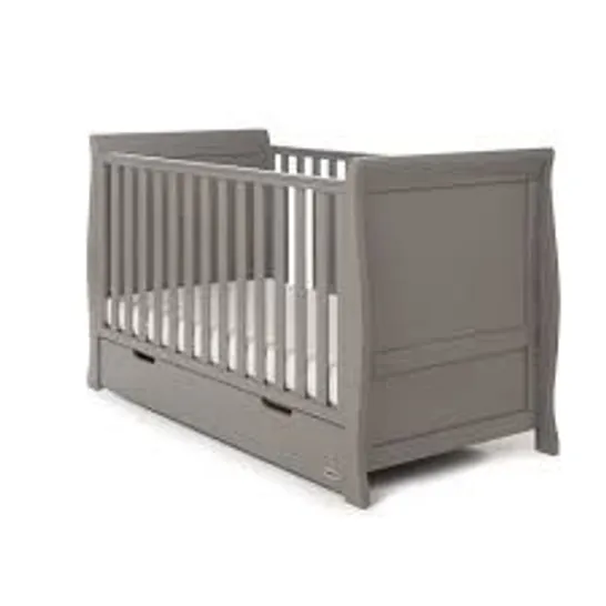 BOXED STAMFORD COT BED 2-PIECE NURSERY FURNITURE SET - TAUPE GREY (3 BOXES)