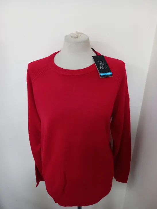 ISLAND GREEN RAGLAN SLEEVE CREW NECK KNIT JUMPER SIZE M 