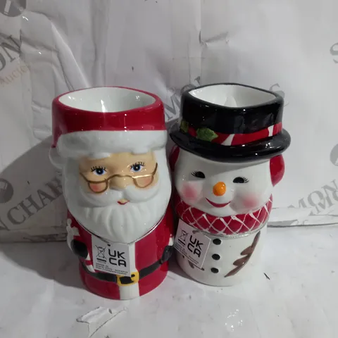 MR CHRISTMAS SET OF 2 CERAMIC CHARACTER CANDLES