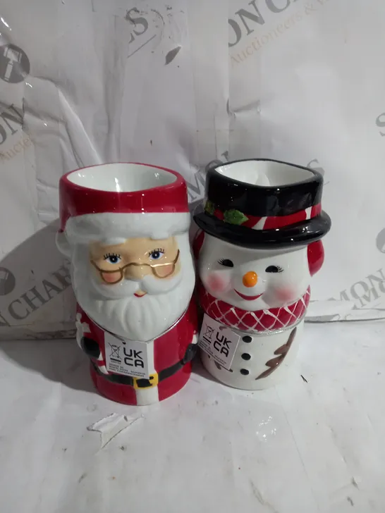 MR CHRISTMAS SET OF 2 CERAMIC CHARACTER CANDLES