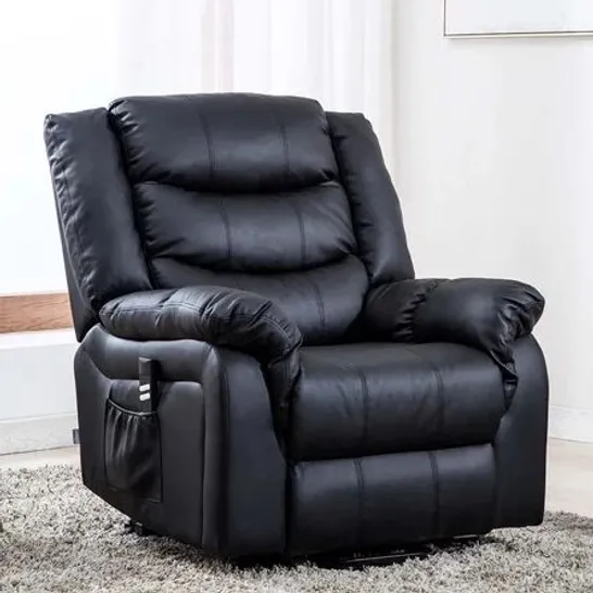 BOXED SEATTLE BONDED LEATHER DUAL MOTOR RECLINER - BLACK (2 BOXES)