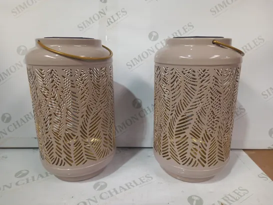 GARDEN REFLECTIONS SET OF 2 PATTERNED SOLAR LANTERNS