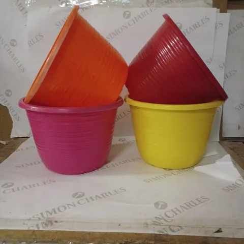 SET OF 4 BELLAGIO COLOURED 10 INCH PLANTERS