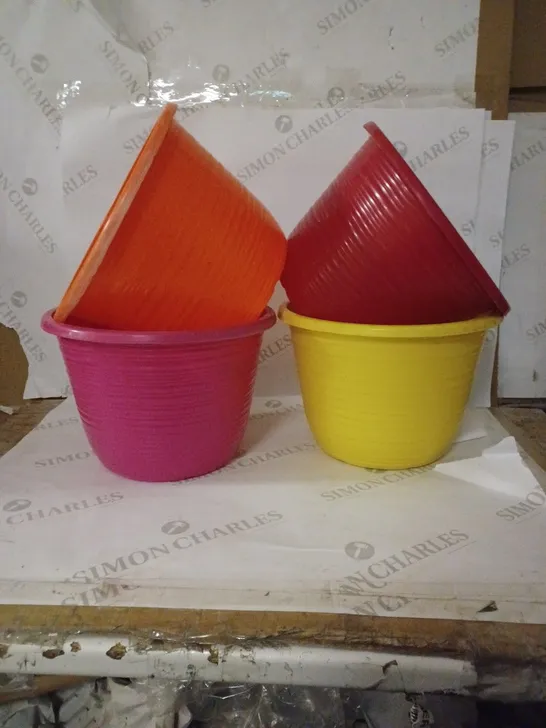 SET OF 4 BELLAGIO COLOURED 10 INCH PLANTERS RRP £16.99