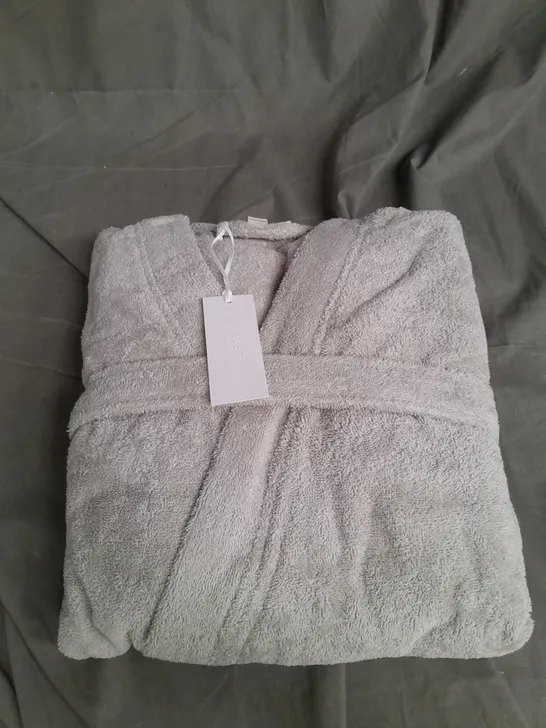 THE WHITE COMPANY ESSENTIAL COTTON SHORT ROBE PALE GREY SIZE MEDIUM