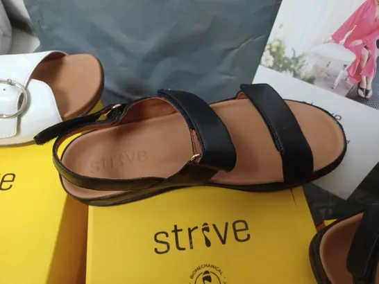 BOX OF APPROXIMATELY 4 ASSORTED PAIRS OF  SANDALS IN VARIOUS STYLES AND SIZES 