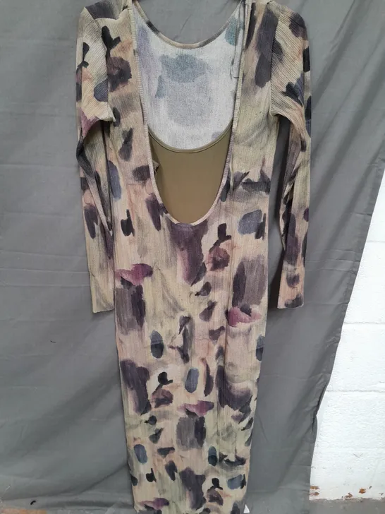 ZARA LADIES MAXI DRESS GREEN CAMO SIZE L