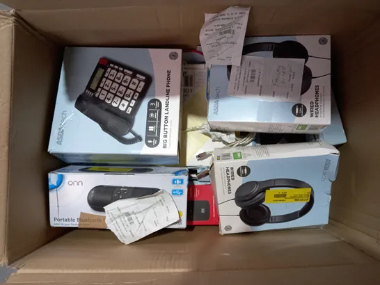 LOT OF APPROXIMATELY 20 ASSORTED ELECTRICAL ITEMS TO INCLUDE ONN ALARM CLOCK, ONE FOR ALL REMOTE, BLACKWEB POWERBANK ETC