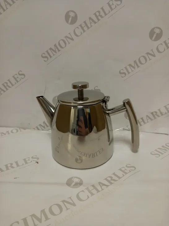 CAFÉ STAL STAINLESS STEEL DOUBLE WALL TEA POT WITH HINGED LID, MIRROR FINISH, 0.6 LITRE