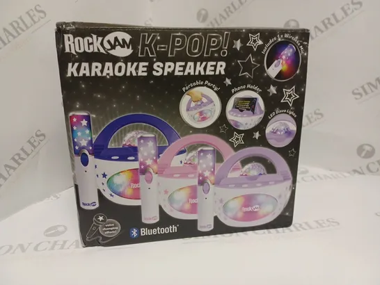 BOXED ROCKJAM 10-WATT RECHARGEABLE K-POP KARAOKE SPEAKER RRP £49.99