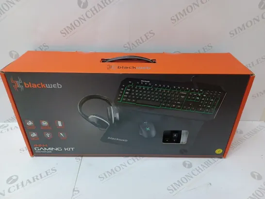 BRAND NEW BOXED BLACKWEB 4 IN 1 GAMING KIT INCLUDING KEYBOARD, MOUSE AND HEADSET