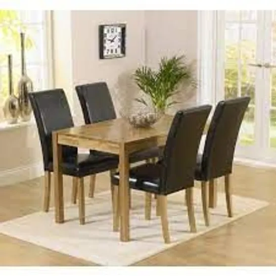 BOXED NEW PRIMO BLACK OAK DINING SET, TABLE & 6 CHAIRS ( 2 OF 3 BOXES )