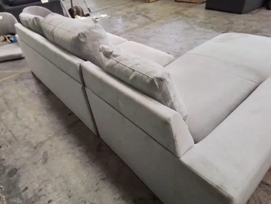 DESIGNER CHAISE SOFA LIGHT GREY FABRIC 